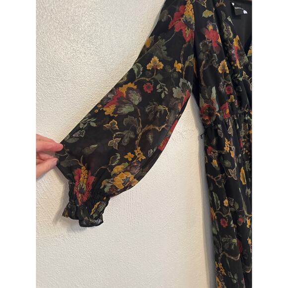 Madison Tara Dress 6 Sheer Fall Floral Lined Handkerchief Hem Fairy Whimsigoth - Picture 3 of 16